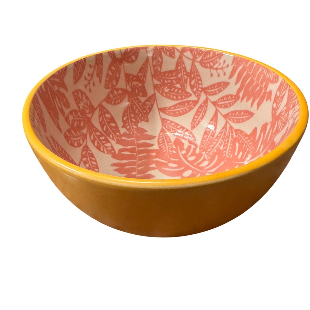 Yellow Botanical Spring Serving Bowl‎ Cottagecore Kitchen Decor 6in Ceramic